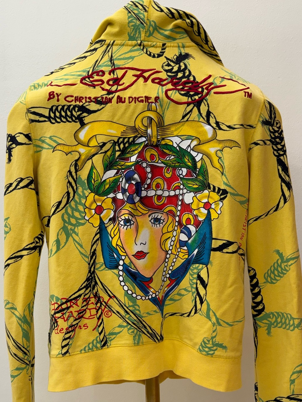 VTG ED HARDY CHRISTIAN AUDIGIER YELLOW GEISHA HOODIE